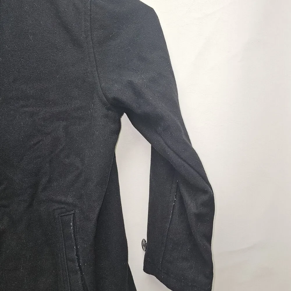 GAP Black Wool Blend Coat Men’s Size L Warm Lined Winter Jacket Classic Style